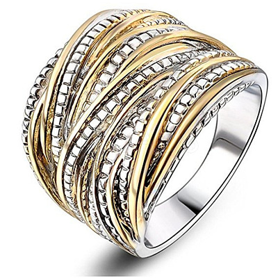 Criss Cross Alloy Crystal Rhinestone Wide Finger Rings FS-WGCE8BA-01-1
