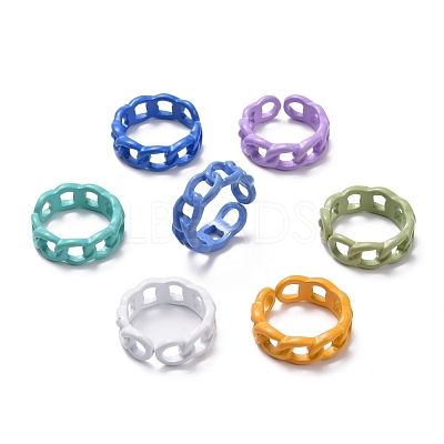 Spray Painted Alloy Cuff Rings RJEW-T011-29-RS-1