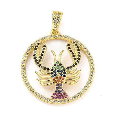 Golden Brass Micro Pave Cubic Zirconia Pendants KK-R159-37G-1