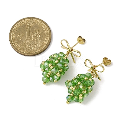 Christmas Bell Brass Dangle Stud Earrings EJEW-MZ00495-02-1