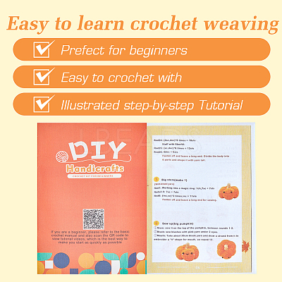 1Set Halloween Theme DIY Pumpkin Knitting Kits for Beginners DIY-SC0026-82-1