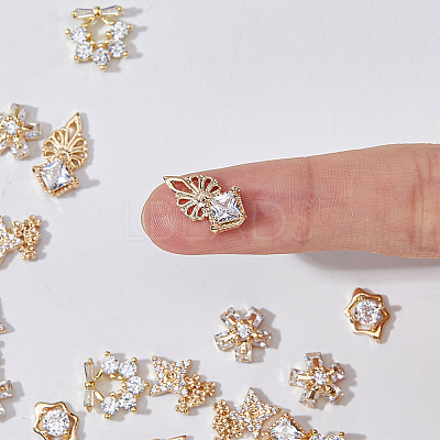20Pcs 5 Style Brass Micro Pave Clear Cubic Zirconia Cabochons KK-DC0003-25-1