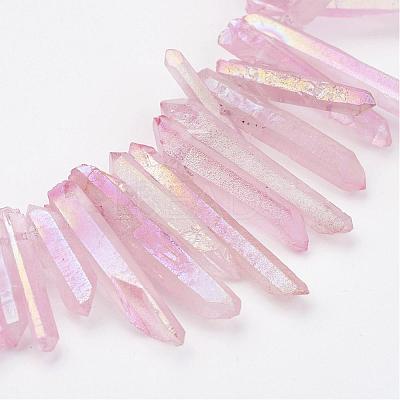 Electroplated Natural Quartz Stick Bead Strands G-G950-06A-1