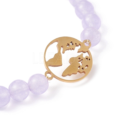 Natural Malaysia Jade(Dyed) Round Beads Stretch Bracelet BJEW-JB07223-1