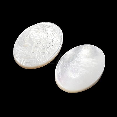 Natural White Shell Carved Cabochons SSHEL-I026-02A-03-1