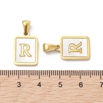 Ion Plating(IP) 304 Stainless Steel Pave Shell Pendants STAS-G327-01G-R-1