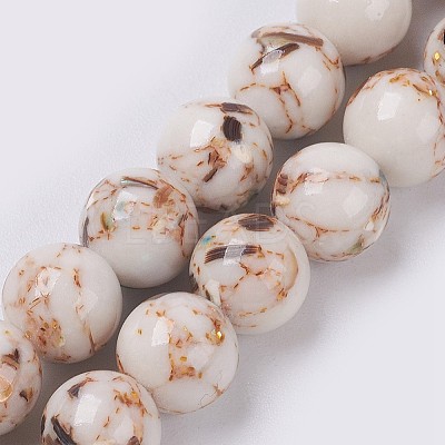 Sea Shell and Synthetic Turquoise Assembled Beads Strands X-G-G758-08-8mm-1