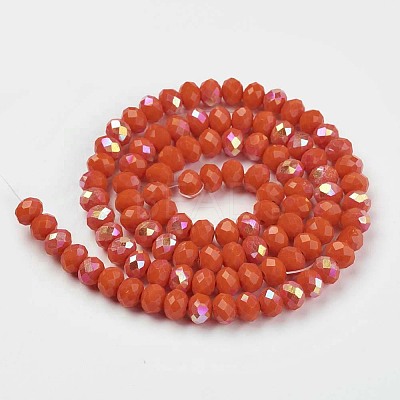 Electroplate Opaque Solid Color Glass Beads Strands X1-EGLA-A034-P6mm-L03-1