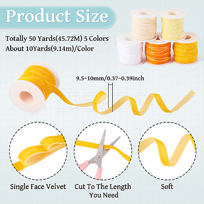 50 Yards 5 Colors Single Face Velvet Ribbon SRIB-TA0001-37-1