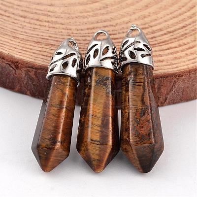 Bullet Natural Tiger Eye Pointed Pendants G-E332-C11-1