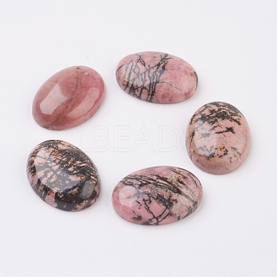 Natural Rhodonite Flat Back Cabochons G-G741-13x18mm-12-1