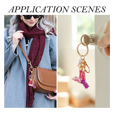 Alloy Resin Butterfly Keychains KEYC-TADJ0002-02G-Y-1