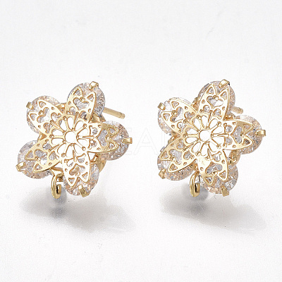 Brass Stud Earring Findings KK-T038-490G-1