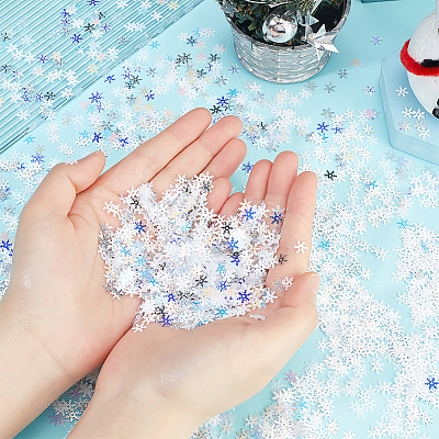 AHADEMAKER 10 Bags 10 Colors Snowflake Plastic Paillette/Sequins Beads MRMJ-GA0001-16-1