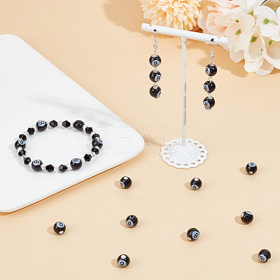 54Pcs Glazed Porcelain Round Beads PORC-SC0001-09-1