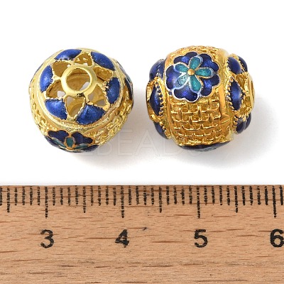 Rack Plating Brass Enamel Beads KK-P276-22B-G-1