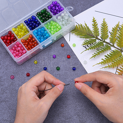 800Pcs 10 Colors Spray Painted Crackle Glass Beads CCG-CJ0001-02-1