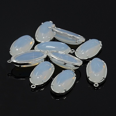 Silver Color Plated Brass Glass Pendants GLAA-J047-07S-1