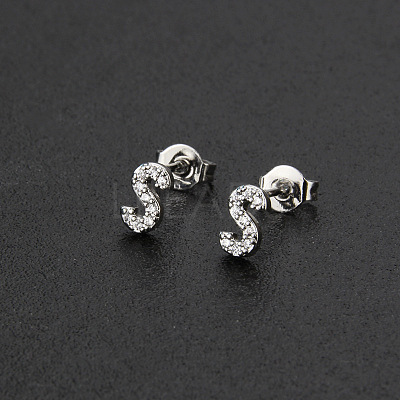 Brass Micro Pave Clear Cubic Zirconia Stud Earrings FS-WGC2F12-19-1