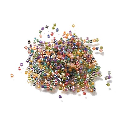 Transparent Colours Rainbow Glass Cylinder Seed Beads GLAA-P073-04-1
