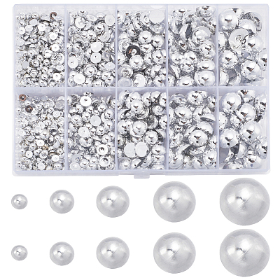 70G 5 Styles ABS Plastic Imitation Pearl Cabochons OACR-SC0001-45A-1