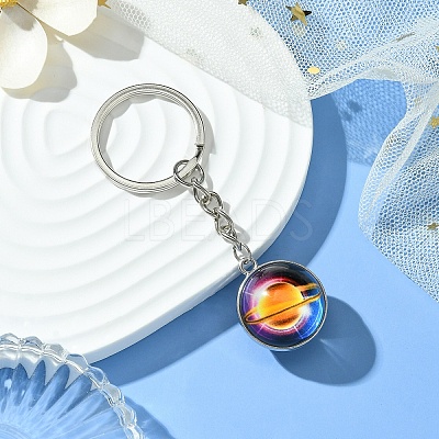 Round Glass Beads Keychain KEYC-YW00066-02-1
