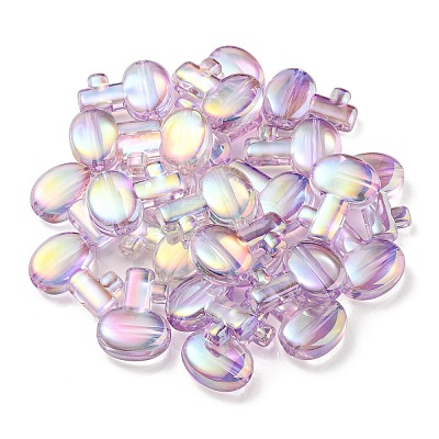 UV Plating Rainbow Iridescent Transparent Acrylic Beads OACR-C007-05B-1
