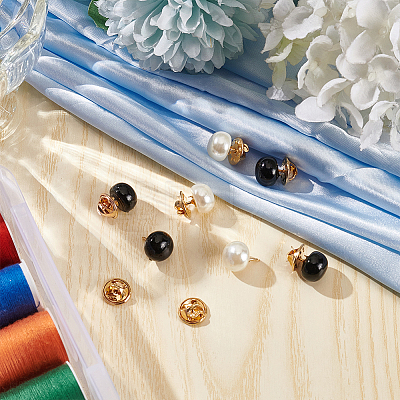 48Pcs 2 Colors Pearl Button Pins for Jeans BUTT-FG0001-38-1