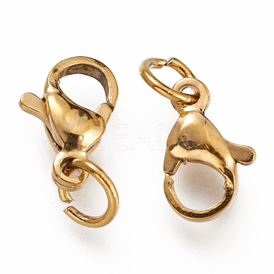 Ion Plating(IP) 304 Stainless Steel Lobster Claw Clasps X-STAS-G240-01B-G-1