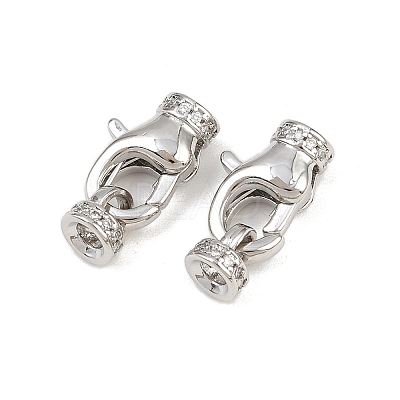 Brass Micro Pave Clear Cubic Zirconia Cord Ends KK-C136-01P-1