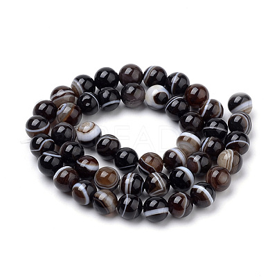 Natural Striped Agate/Banded Agate Beads Strands G-S259-04A-12mm-1