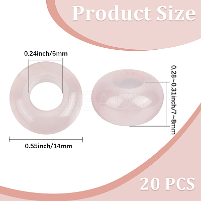 20Pcs Natural Rose Quartz European Beads G-PA0002-34B-1
