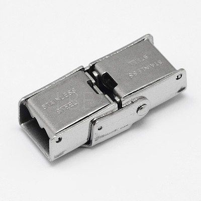 Tarnish Resistant Rectangle 201 Stainless Steel Watch Band Clasps STAS-F067-02-1