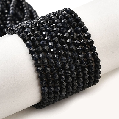 Natural Black Sapphire Beads Strands G-G259-D07-3mm-1