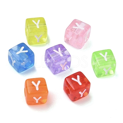 Spray Painted Transparent Acrylic Beads MACR-K365-07Y-1
