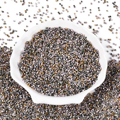 Spray Painted Picasso Cylinder Glass Seed Beads GLAA-T028-12A-12-1