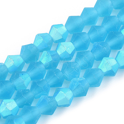 Imitate Austrian Crystal Bicone Frosted Glass Beads Strands EGLA-A039-T4mm-MB19-1