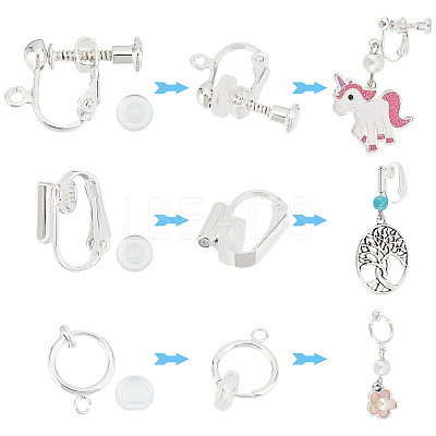 18Pcs 3 Style Brass Clip-on Earring Findings FIND-SC0003-96S-1