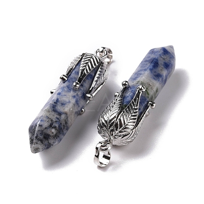Natural Blue Spot Jasper Big Pointed Pendants G-E059-03AS-01-1