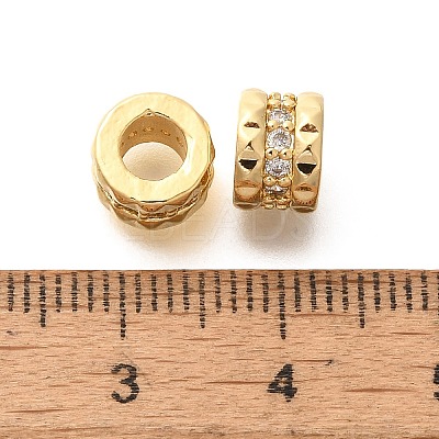 Rack Plating Brass Micro Pave Clear Cubic Zirconia European Beads KK-H508-12G-1