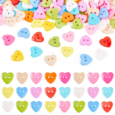 150Pcs Acrylic Heart Buttons BUTT-TA0001-38-1