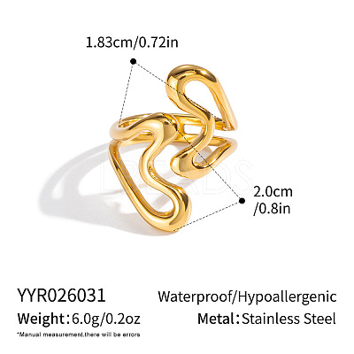 Irregular 304 Stainless Steel Cuff Open Rings for Women LD5997-1