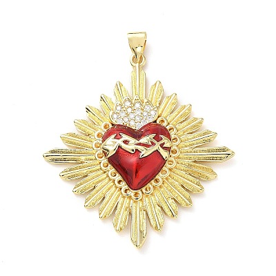 Brass Micro Pave Cubic Zirconia Pendants KK-I379-03G-I-1