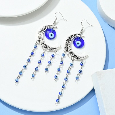 Tibetan Style Alloy Crescent Moon Chandelier Earrings EJEW-JE05515-1