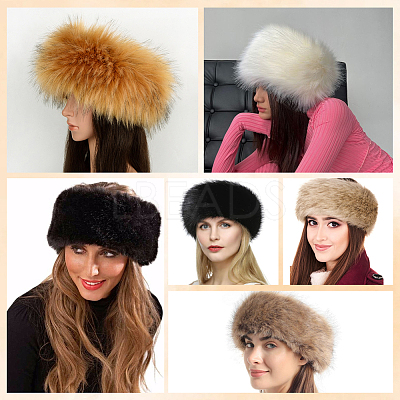 1Pc Faux Fur Fiber Yarn Warmer Headbands COHT-CY0001-01F-1
