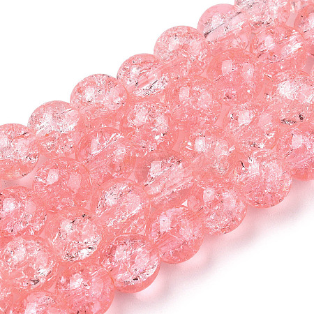 Spray Painted Crackle Glass Beads Strands CCG-Q001-8mm-03-1