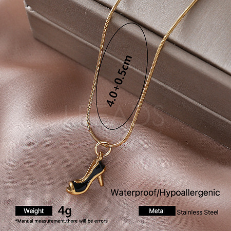 304 Stainless Steel Enamel High Heel Pendant Necklaces for Girls VK7277-6-1