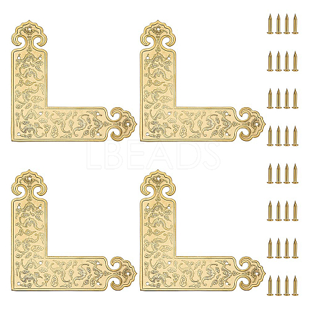 4Pcs Brass Corner Protector for Cabinet Furniture KK-PH0014-18G-1