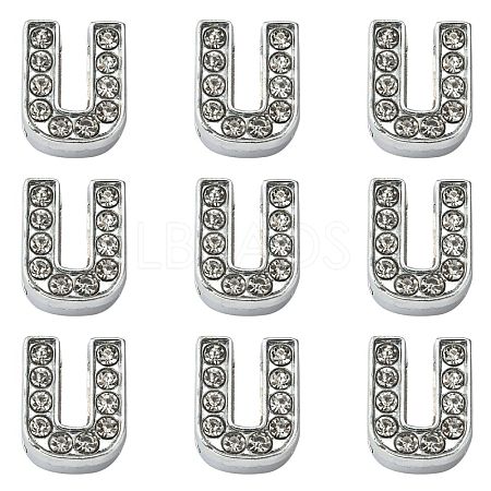 Alloy Initial Slide Charms with Grade A Rhinestones ALRI-R032-U-FF-1