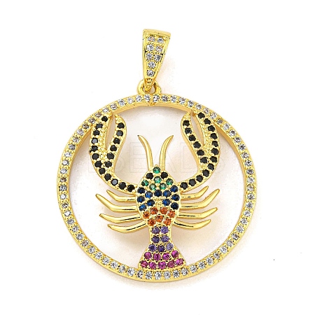 Golden Brass Micro Pave Cubic Zirconia Pendants KK-R159-37G-1